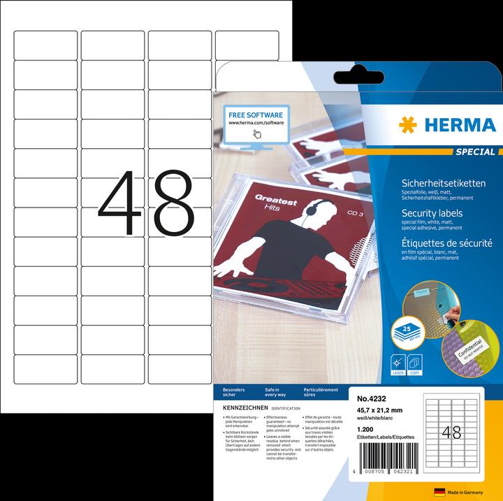 Actual product image HERMA A4 security labels