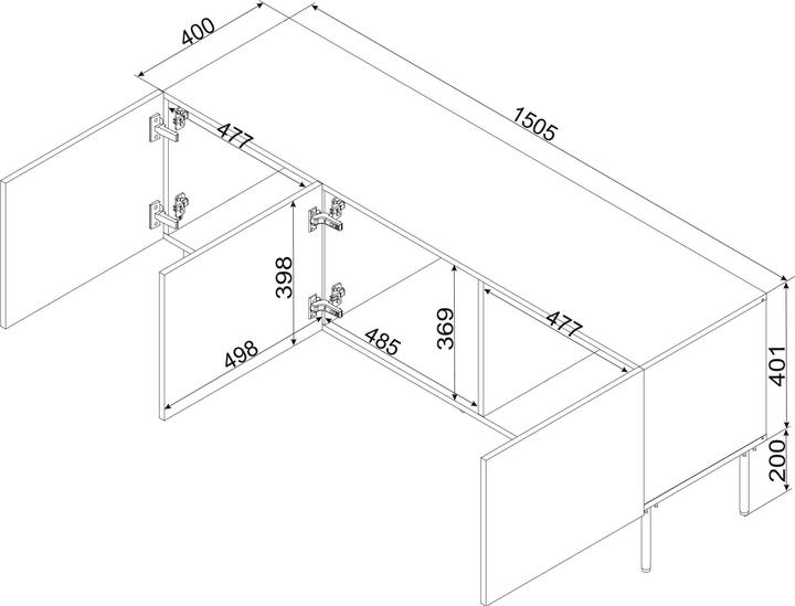 Produktbild Cama RTV Schrank ISLA 150.5x40x60 schwarz matt