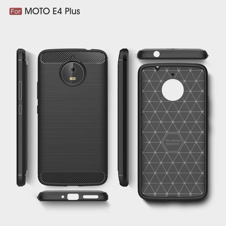 Produktbild König Design Motorola Moto E4 Plus TPU Case Carbon Fiber Optik Brushed Schutz Hülle Blau Neu (Motorola Moto E4 Plus)