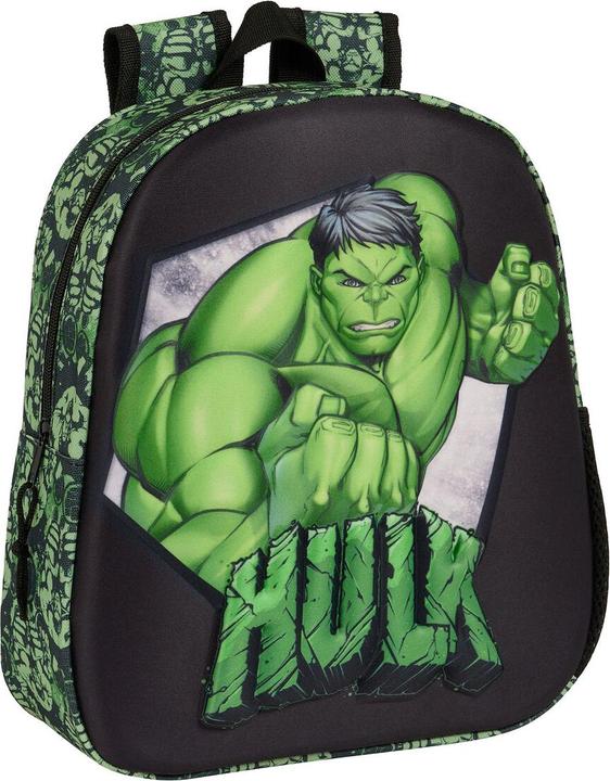 Hulk Kinderrucksack 3D Schwarz grün 27 x 33 x 10 cm