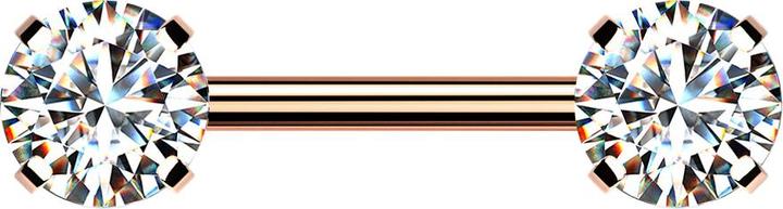 Actual product image Star Piercing Threadless barbell rose gold front with silver crystal setting (without brass, Surgical steel 316L)