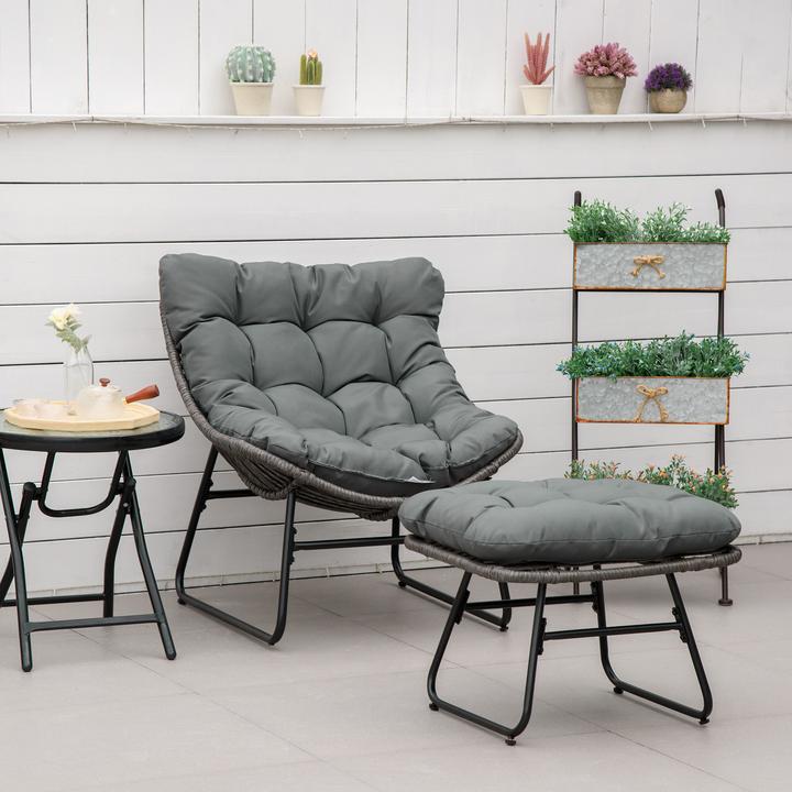 Image du produit Outsunny Ensemble de fauteuils en rotin avec repose-pieds