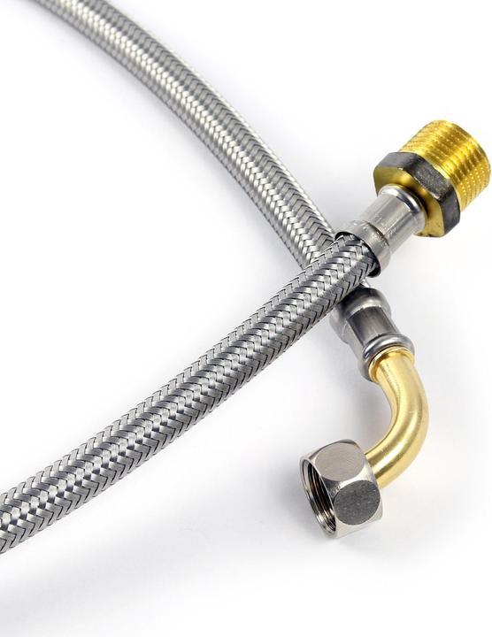 Produktbild XPOtool Flexschlauch 300mm DN8 Panzerschlauch 3/8ÜM Bogen 14,95mm 1/2AG 20,95mm