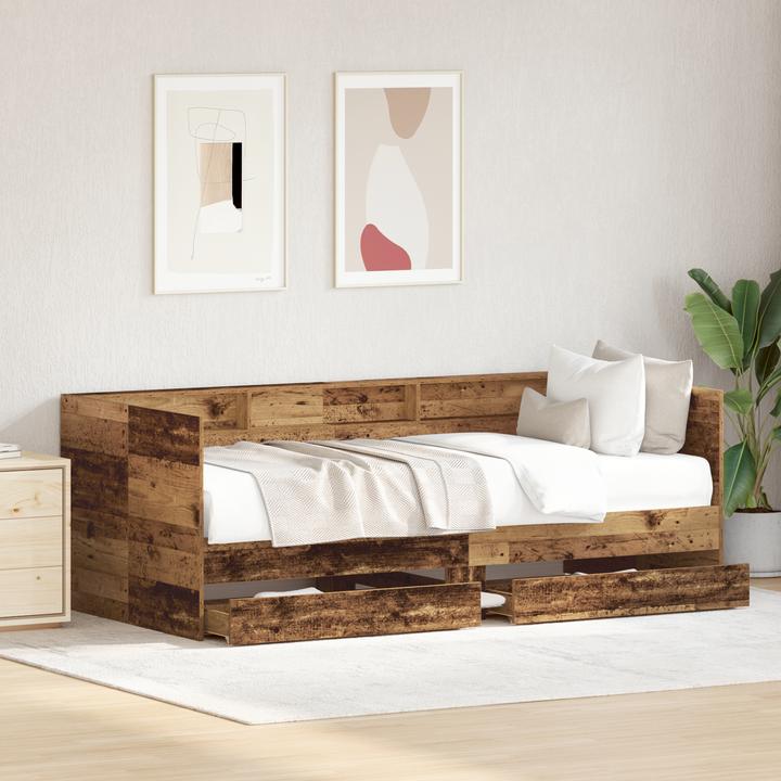 Produktbild VidaXL Bettcouch mit Schublade Altholz Teilenholz 75 x 190 cm Langlebig (90 x 190 cm)