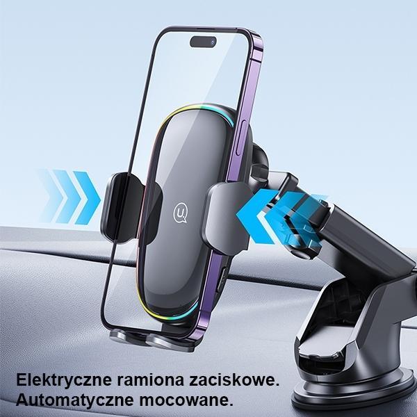 Produktbild Usams Uchwyt indukcyjny US-CD187 15W do szyby/na deskę czarny/black CD187ZJ01