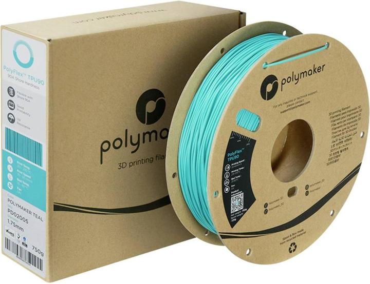 Actual product image Polymaker PolyFlex TPU-90A Teal 1.75mm 750g (TPU, 1.75 mm, 750 g, Turquoise)