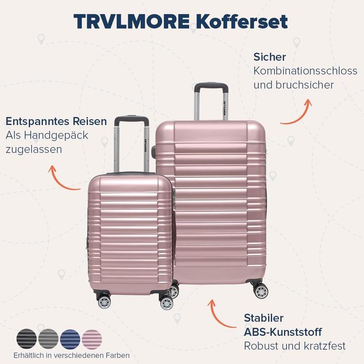 Actual product image Trvlmore 2-teiliges Kofferset mit Rollen (110 l, Hand luggage (up to 50 litres), L (90 - 115l))