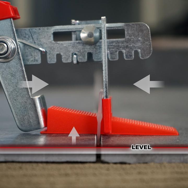 Actual product image XPOtool Tile Levelling System Set with 500 Pull Tabs 1.5mm & 1 Pair of Levelling Pliers, Laying Aid