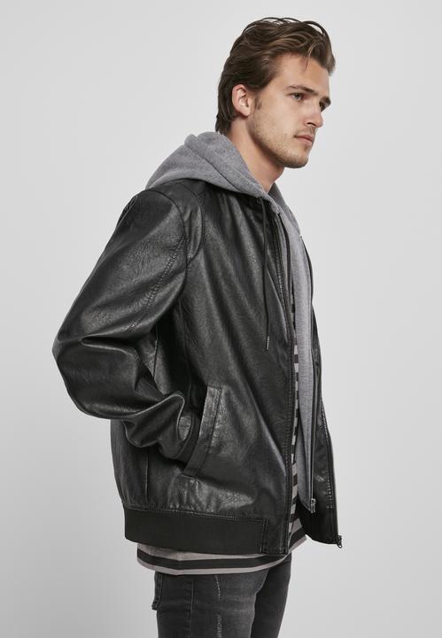 Immagine prodotto Urban Classics Giacca in pelle sintetica con cappuccio in pile (M)