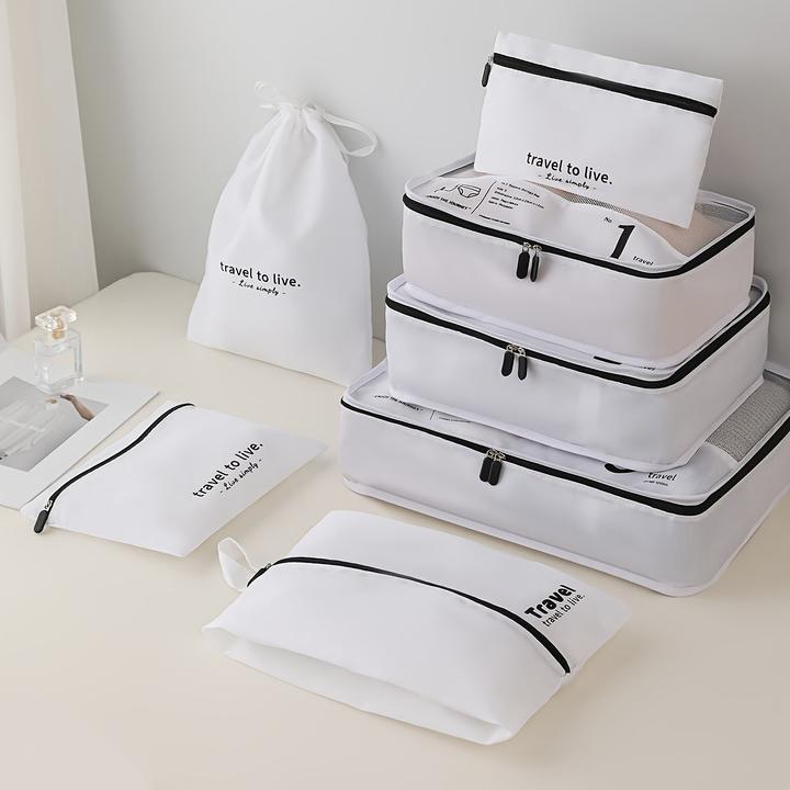 Only-Bags.Store 7 Stück Packwürfel für Koffer, leichtes Reisegepäck Packing Organizer, Kompression Lagerung Schuhe
