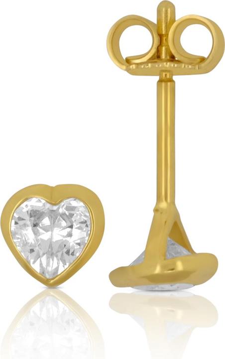 Produktbild Muau Stud earrings heart yellow gold 750 zirconia 4mm (750/18 K Gold)