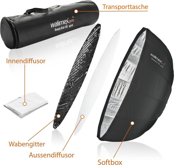 Produktbild Walimex pro pro Studio Line Beauty Dish QA105 + Softboxadapter Hensel EH/Richter (Beauty Dish, 105 cm)