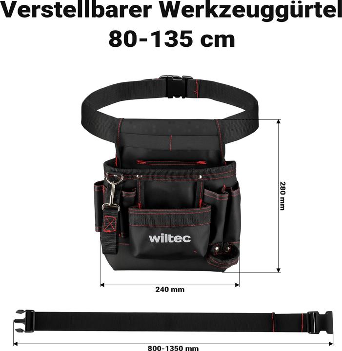 Produktbild Wiltec Werkzeuggürteltasche 24x28cm Gürteltasche 7 Fächer Werkzeug Tasche (7 Teile)