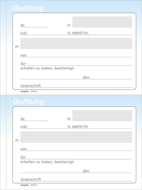 Produktbild Simplex 2-Quittungen pro Blatt (100 x)