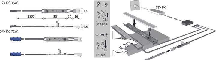 Actual product image Halemeier Touch dimming sensor for ChannelLine B/C/D/D2 12 / 24 V