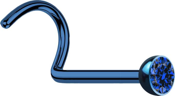 Star Piercing Nasenstecker gebogen dunkelblau mit Kristall dunkelblau (Chirurgenstahl 316L, ohne Messing)