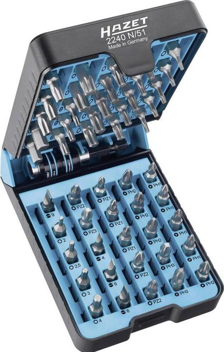 Produktbild HAZET Bit Satz 2240N/51 ∙ Sechskant6,3 (1/4 Zoll) ∙ Pozidriv Profil PZ, Kreuzschlitz Profil PH, Tam… (6,3 mm)