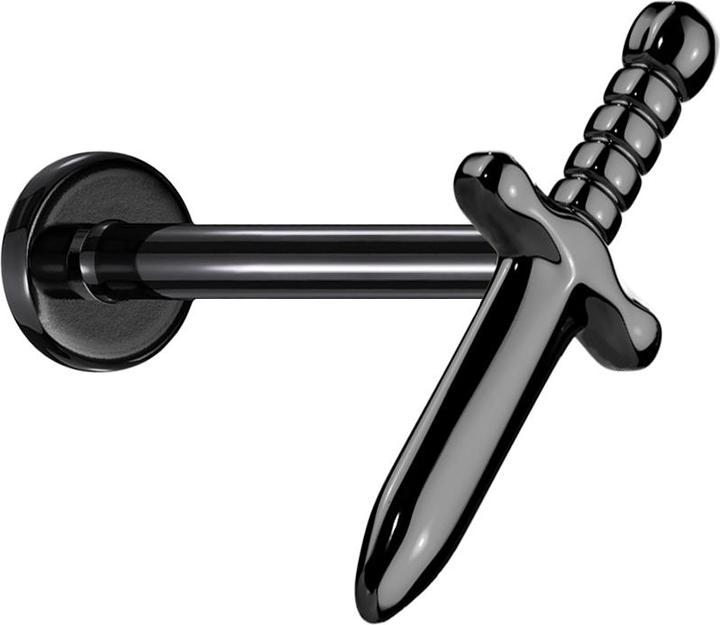 Actual product image Star Piercing Micro Labret internal thread black dagger black (Titanium G23, without brass)