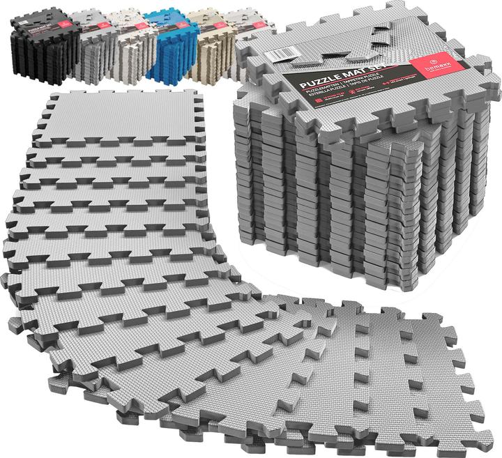 BeMaxx Jeu de tapis de protection Puzzle, 18 pièces Gris (1 cm)
