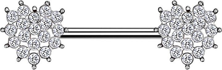 Star Piercing Barbell silber Kristall gepflastertes Herz silber (Chirurgenstahl 316L, Messing)