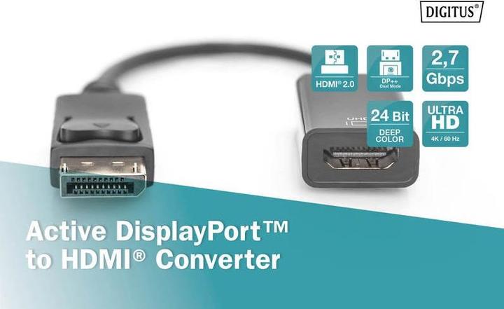 Image du produit Digitus Acte. Câble adaptateur DP vers HDMI (HDMI, 25.20 cm)
