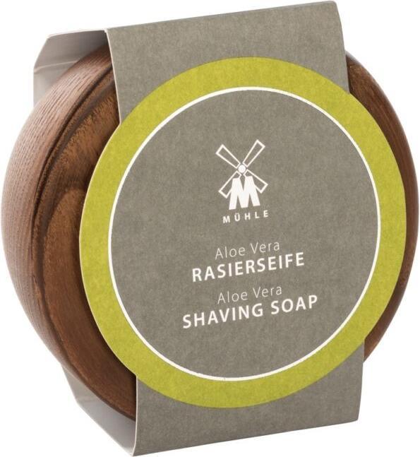 Mühle Holzschale (Esche) mit hochwertiger Rasierseife, Aloe Vera, 65 g (Rasierseife)