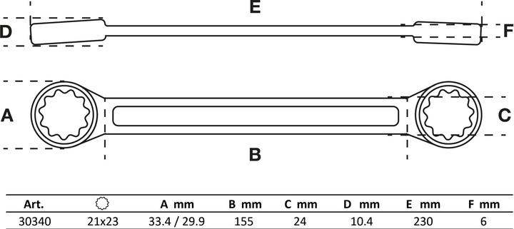 Produktbild BGS Doppel-Ringschlüssel extra flach SW 21 x 23 mm (21 mm, 23 mm)