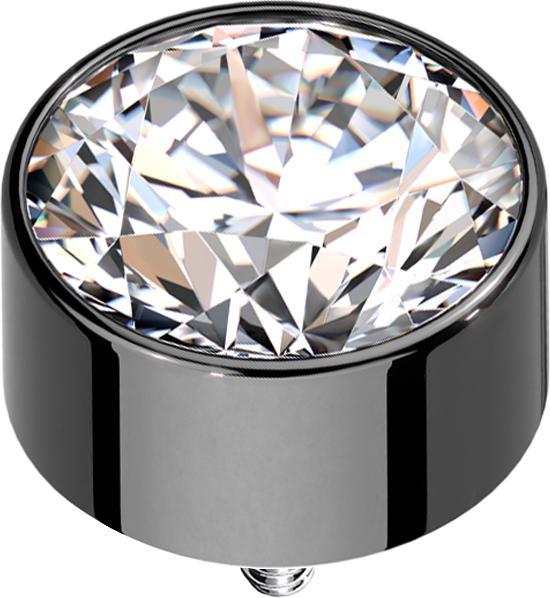 Immagine prodotto Star Piercing Cilindro ad ancora dermico alto nero con cristalli d'argento (Titanio)