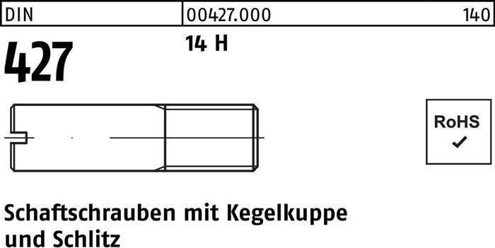 Productafbeelding Asschroef DIN 427/ISO 2342 met conische punt/gleuf M 10 x 20 14 H (50 Schroeven per stuk)