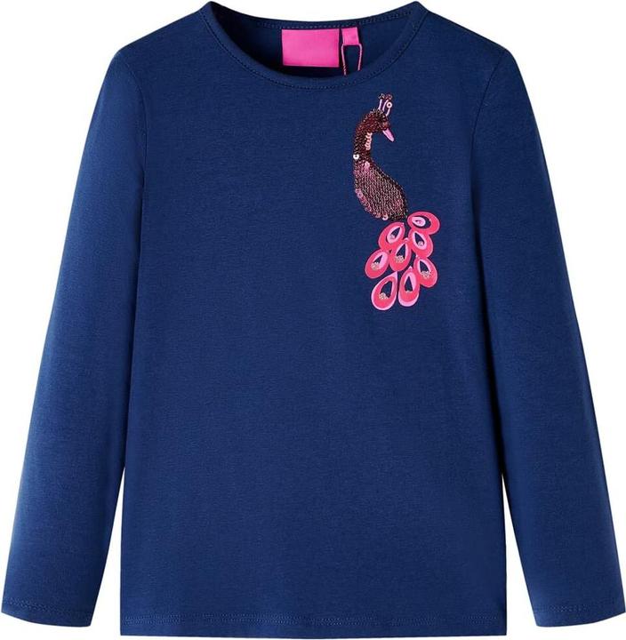VidaXL Kinder-Langarmshirt Marineblau 104,Material: 95 % Baumwolle (104)