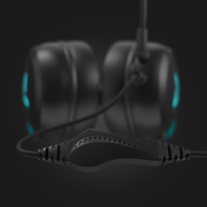Actual product image Lamax LMXHDE1 headphones/headset Wired Head-band Gaming Black (Cable)