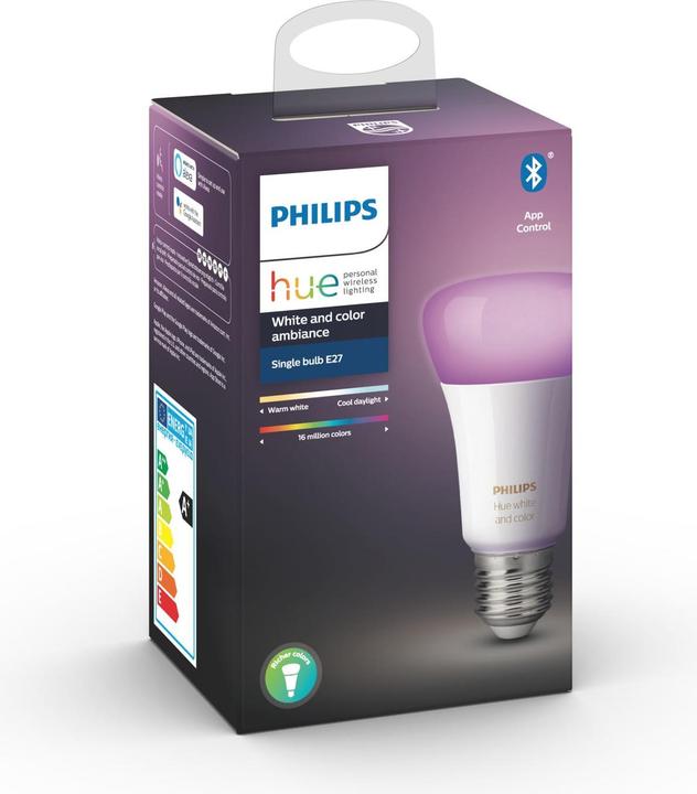 Immagine prodotto Philips Hue White & Color Ambiance BT (E27, 6.50 W, 806 lm, 1 x, F)