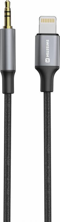 Productafbeelding Swissten Audioadapter Textil Lightning (male) / 3,5 mm JACK (male) 1,5 M Schwarz (1.50 m)