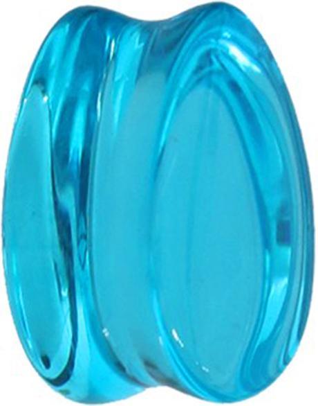 Star Piercing Flared Plug Tropfen aqua aus Glas (ohne Messing, Glas)