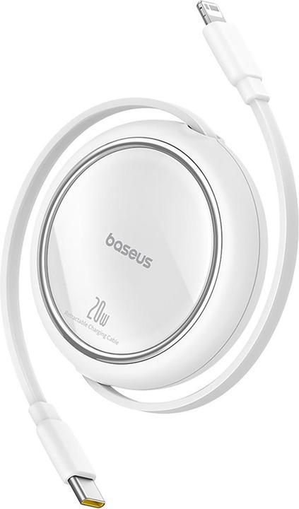 Actual product image Baseus Free2Pull retractable USB-C / Lightning cable 20W 1m - white (1 m, USB 2.0, 20 W)
