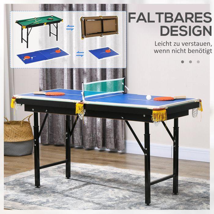 Produktbild Swisshandel24 2-in-1 Billardtisch, Tischtennisplatte, mit Zubehör, 140x63x80cm, Blau/Grün (140 x 70 cm)