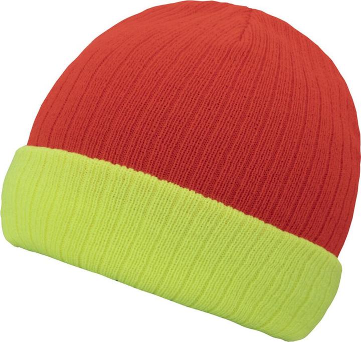 Actual product image Korntex Strickmütze „Metz“ - Hauptfarbe Orange, Umschlag in Gelb