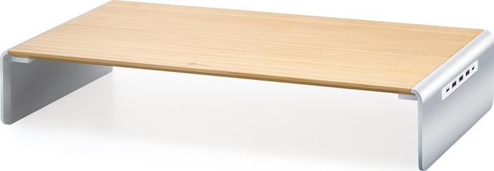 Actual product image j5Create Wood Monitor Stand With Docking (USB-C, 8 Ports)