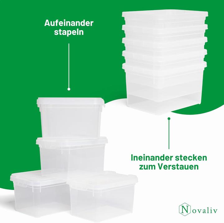 Produktbild Novaliv 5x Aufbewahrungsboxen mit Deckel klein 2 L transparente Nestbar stapelbare Plastikboxen mit (2 l)