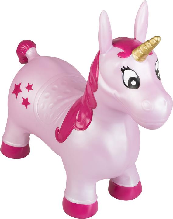 Idena Cheval sauteur licorne rose avec étoiles