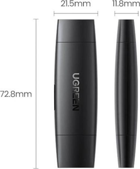 Immagine prodotto Ugreen CM304 Adattatore USB + USB-C Lettore di schede SD + microSD (nero) (USB-C)
