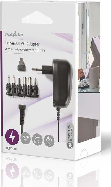 Actual product image Nedis ACPA001 Universal power supply 3/4.5/5/6/7.5/9/12 VDC 1.0 A