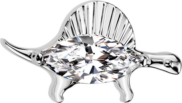 Star Piercing Threadless silber Dinosaurier Kristall silber (ohne Messing, Titan G23)