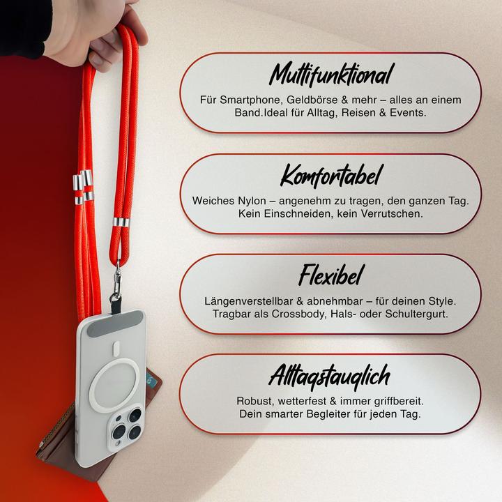 Image du produit Nalia HoldMe Lanyard Handykette – Universal Trageband für Smartphones - Verstellbar, Soft & Elastisch