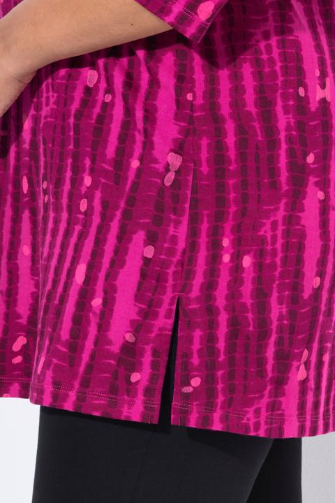 Immagine prodotto Ulla Popken Longshirt, Batikmuster, A-Linie, V-Ausschnitt, 3/4-Arm (50, 52)