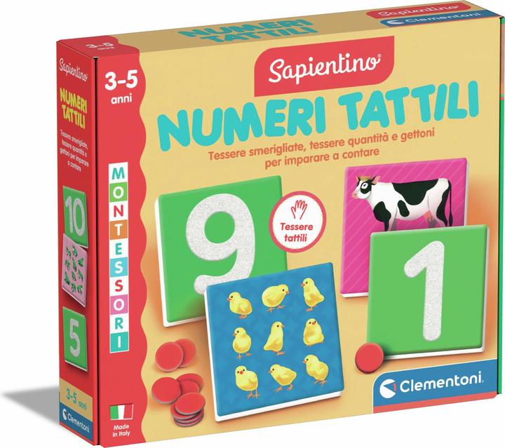 Image du produit Clementoni Sapientino Tattili - Jeu 3 ans, flashcards Montessori, flashcards pour apprendre à connaître (Italien)