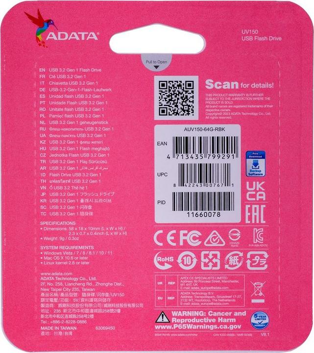 Produktbild Adata DashDrive UV150 (64 GB, USB-A)