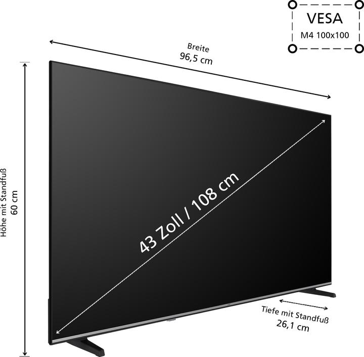 Image du produit JVC Téléviseur 43 pouces Smart TV VIDAA LT-43VDF5455 Téléviseur Full HD, HDR TV avec triple tuner (43", LED, Full HD, 2025)
