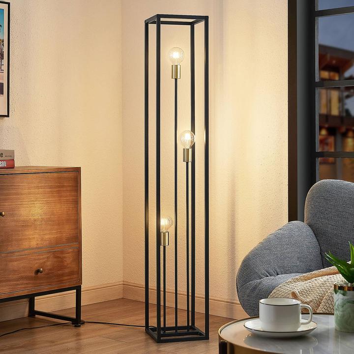 Image du produit Lindby Tiliane Lampadaire cage, noir, 3 flammes (E27)