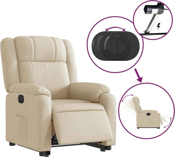 Produktbild VidaXL Relaxsessel mit Aufstehhilfe Elektrisch Fernsehsessel Sessel Creme Stoff
